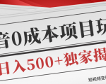 短视频变现套路剖析，抖音0成本赚钱项目玩法，日入500+独家揭秘（共2节视频）-赚金金-技能学习分享