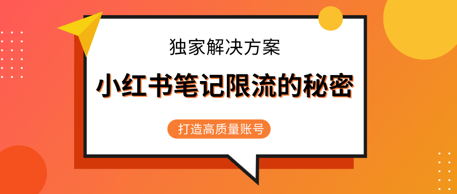 小红书笔记限流的秘密，被限流的笔记独家解决方案，打造高质量账号（共3节视频）-赚金金-技能学习分享