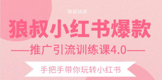 狼叔小红书爆款推广引流训练课4.0，手把手带你玩转小红书-赚金金-技能学习分享