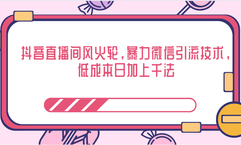 抖音直播间风火轮，暴力微信引流技术，低成本日加上千法-赚金金-技能学习分享
