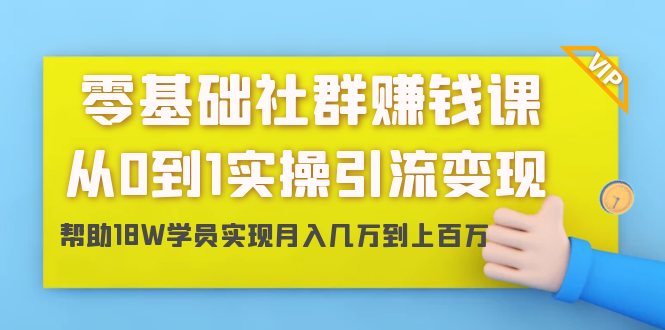 零基础社群赚钱课：从0到1实操引流变现，帮助18W学员实现月入几万到上百万-赚金金-技能学习分享