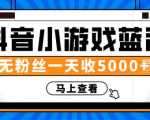 赚钱计划:抖音小游戏蓝海项目,无粉丝一天收入5000+-赚金金-技能学习分享