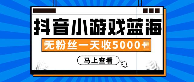 赚钱计划：抖音小游戏蓝海项目，无粉丝一天收入5000+-赚金金-技能学习分享