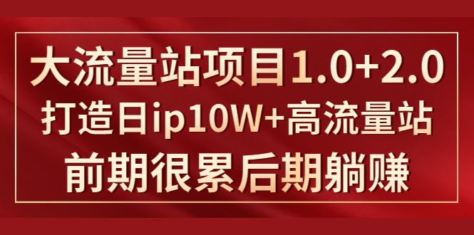 《大流量站项目1.0+2.0》打造日IP10W+高流量站，前期很累后期躺赚-赚金金-技能学习分享