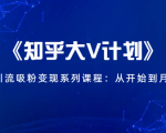 《知乎大V计划》快速引流吸粉变现系列课程:从0开始到月入万元-赚金金-技能学习分享