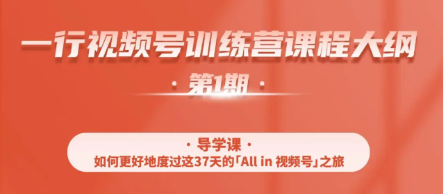 一行视频号特训营，从零启动视频号30天，全营变现5.5万元【价值799元】-赚金金-技能学习分享