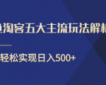 闲鱼淘客五大主流玩法解析,掌握后既能引流又能轻松实现日入500+-赚金金-技能学习分享