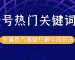 公众号热门关键词截留精准引流实战课程,价值百万高级拦截引流玩法!-赚金金-技能学习分享