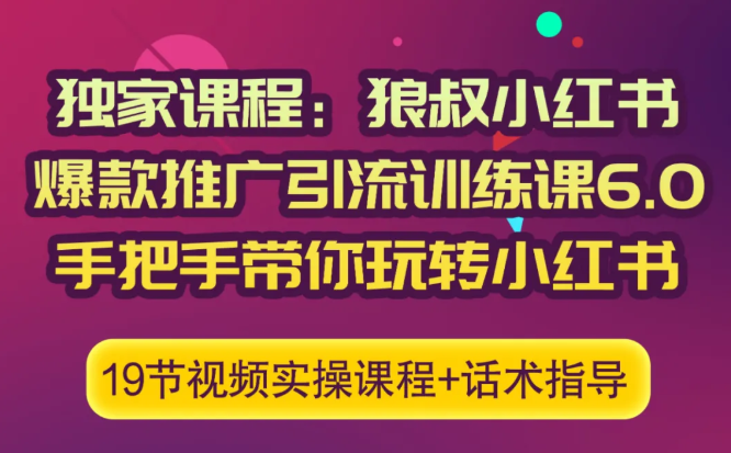 狼叔小红书爆款推广引流训练课6.0,手把手带你玩转小红书-赚金金-技能学习分享