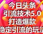 今日头条引流技术5.0,市面上最新的打造爆款稳定引流玩法,轻松100W+阅读-赚金金-技能学习分享