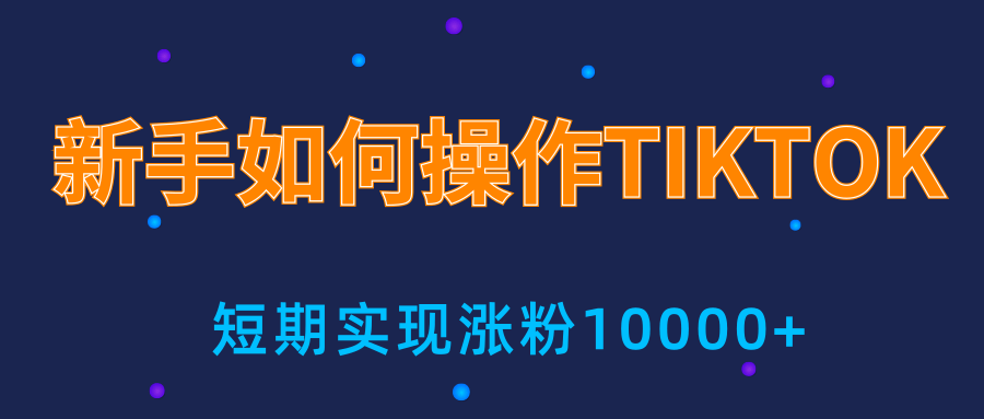 新手小白操作TIKTOK，3天从0到10000粉丝撸美金实战分享-赚金金-技能学习分享