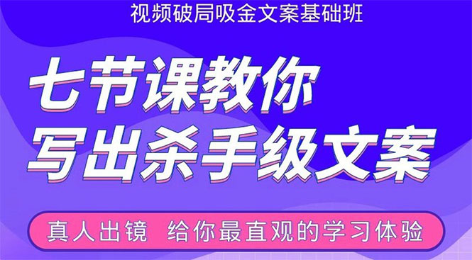 张根视频破局吸金文案班：节节课教你写出杀手级文案(附67页文案训练手册)-赚金金-技能学习分享
