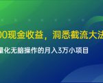 单日500现金收益,洞悉截流大法,一个批量化无脑操作的月入3万小项目-赚金金-技能学习分享