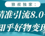 狼叔知乎精准引流8.0,知乎好物变现技术,轻松月赚3W+-赚金金-技能学习分享