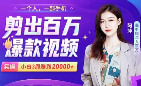 小白易上手的手机剪辑赚钱课，抓住短视频风口月赚2万+-赚金金-技能学习分享