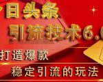 狼叔今日头条引流技术6.0,打造爆款稳定引流的玩法-赚金金-技能学习分享