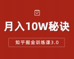 知乎掘金训练课3.0:低成本,可复制,流水线化先进操作模式 月入10W秘诀-赚金金-技能学习分享