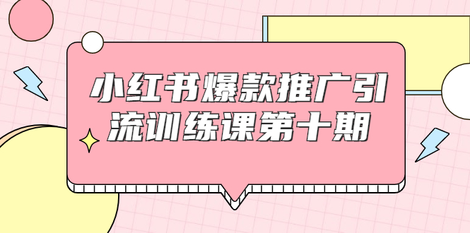 小红书爆款推广引流训练课第十期，手把手带你玩转小红书，轻松月入过万-赚金金-技能学习分享