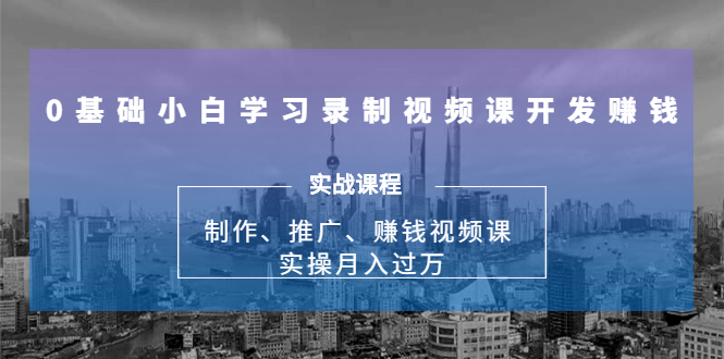 0基础小白学习录制视频课开发赚钱:制作、推广、赚钱视频课 实操月入过万-赚金金-技能学习分享