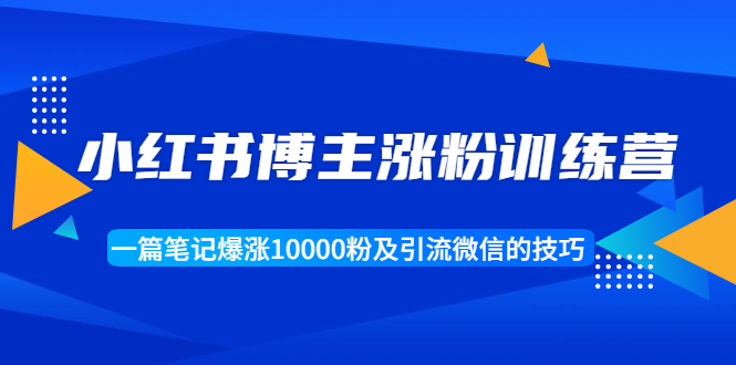 小红书博主涨粉训练营:一篇笔记爆涨10000粉及引流微信的技巧-赚金金-技能学习分享