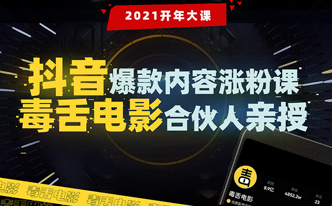 【毒舌电影合伙人亲授】抖音爆款内容涨粉课：5000万大号首次披露涨粉机密-赚金金-技能学习分享