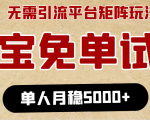 淘宝免单项目:无需引流、单人每天操作2到3小时,月收入5000+长期-赚金金-技能学习分享