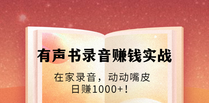 有声书录音赚钱实战:在家录音,动动嘴皮,日赚1000+!-赚金金-技能学习分享
