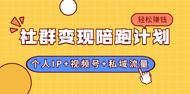 社群变现陪跑计划：建立“个人IP+视频号+私域流量”的社群商业模式轻松赚钱-赚金金-技能学习分享