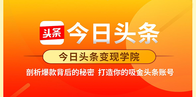 今日头条变现学院·打造你的吸金头条账号,打造10W+实操方法 价值2298元-赚金金-技能学习分享