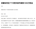 从开始到盈利一步一步拆解如何在7个月把抖音号粉丝做到1000万-赚金金-技能学习分享