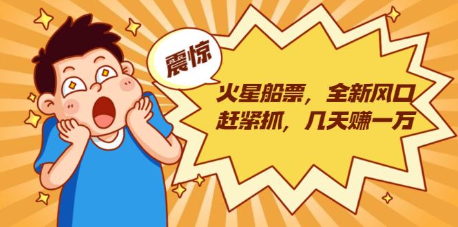 火星船票,全新风口赶紧抓,几天赚一万+摆地摊卖尾货月入一万(5个项目)-赚金金-技能学习分享