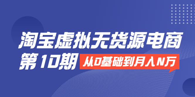 淘宝虚拟无货源电商第10期:从0基础到月入N万,全程实操,可批量操作-赚金金-技能学习分享
