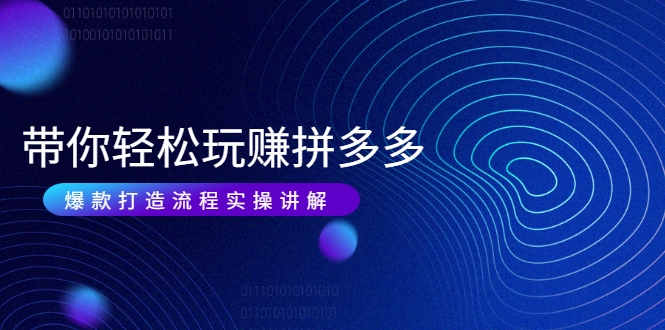 带你轻松玩赚拼多多：花的少 赚的多 爆款更简单 爆款打造流程实操讲解-赚金金-技能学习分享