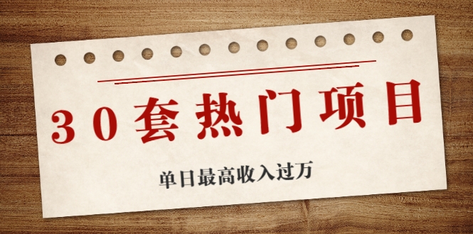 30套热门项目:单日最高收入过万 (网赚项目、朋友圈、涨粉套路、抖音、快手)等-赚金金-技能学习分享