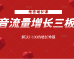 绝密增长课:抖音流量增长三板斧,解决1-100的增长难题-赚金金-技能学习分享