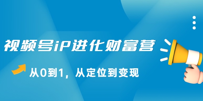 视频号iP进化财富营，从0到1，从定位到变现赚钱（价值1577元）-赚金金-技能学习分享