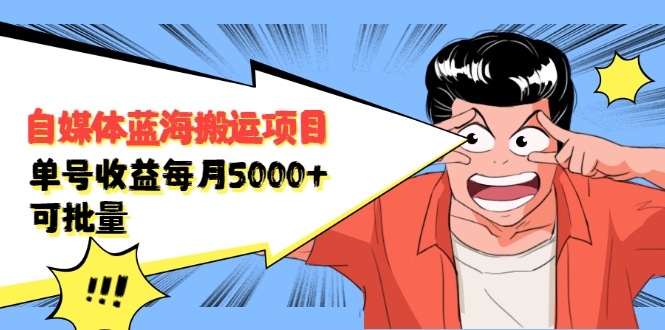自媒体蓝海搬运项目:单号收益每月基本都可以达到5000+,可批量-赚金金-技能学习分享
