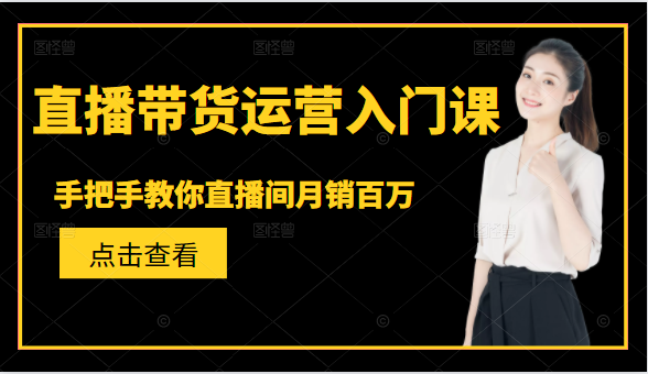 直播带货运营入门课,手把手教你直播间月销百万-赚金金-技能学习分享