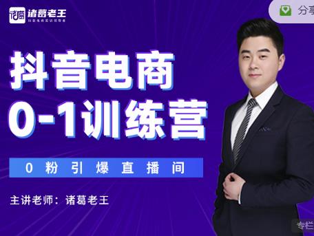 诸葛老王抖音电商0-1训练营,从0开始轻松破冷启动,引爆直播间-赚金金-技能学习分享