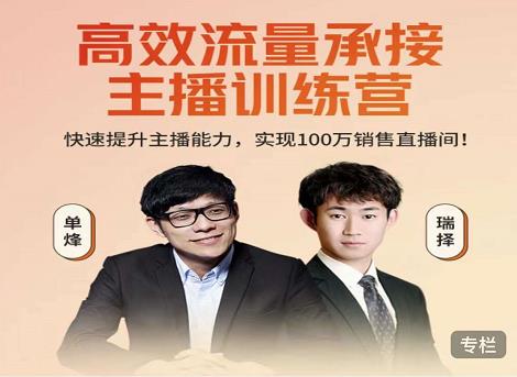 高效流量承接主播训练营:快速提升主播能力,实现100万销售直播间-赚金金-技能学习分享