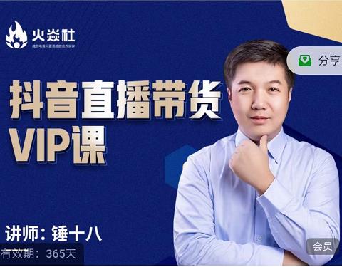 锤十八-抖音直播带货VIP课,专注直播带货有效盈利模式-赚金金-技能学习分享