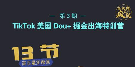 TikTok美国Dou+掘金出海特训营,美国dou+成功投放95%-赚金金-技能学习分享
