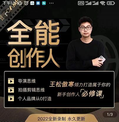 王松傲寒·全能创作人思维课,帮你打造创作人IP,全面提升导演思维-赚金金-技能学习分享