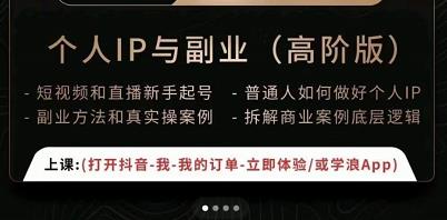 一舟一课个人IP与副业(高阶版),短视频和直播新手起号-普通人如何做好个人IP-赚金金-技能学习分享