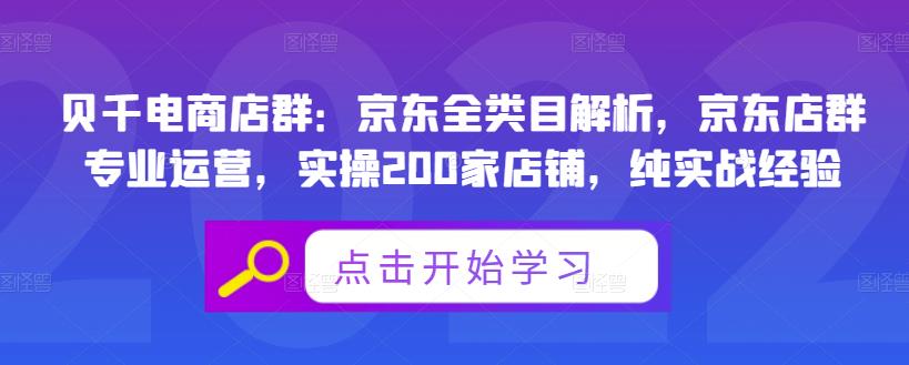 贝千电商店群:京东全类目解析,京东店群专业运营,实操200家店铺,纯实战经验-赚金金-技能学习分享