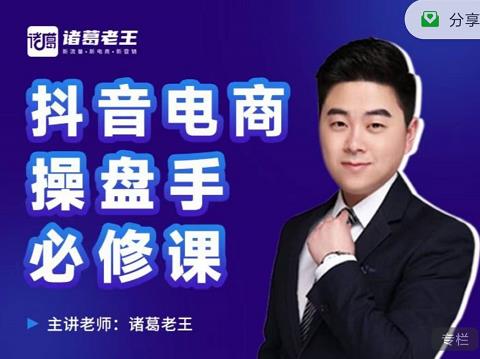 诸葛老王-抖音电商操盘手必修课:顶层设计,起号破局,爆款运营,数据分析-赚金金-技能学习分享
