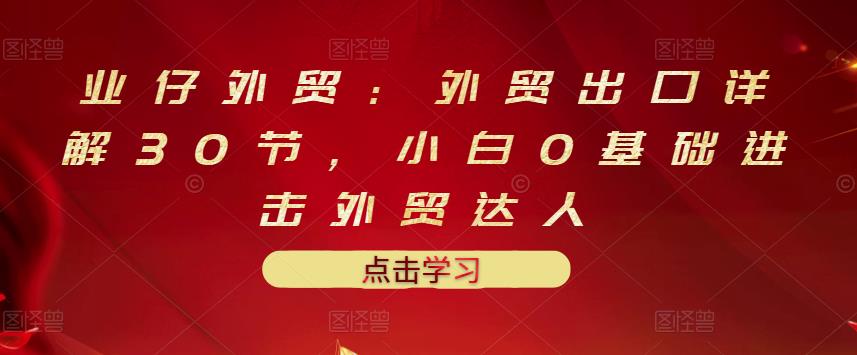 业仔外贸:外贸出口详解30节,小白0基础进击外贸达人 价值666元-赚金金-技能学习分享