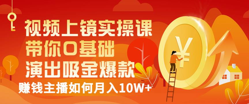 视频上镜实操课:带你0基础演出吸金爆款,赚钱主播如何月入10W+-赚金金-技能学习分享