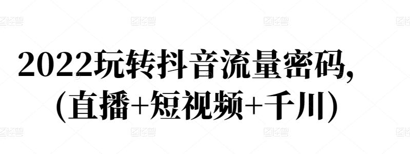 2022玩转抖音流量密码,(直播+短视频+千川)-赚金金-技能学习分享