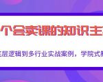 做一个会卖课的知识主播,从底层逻辑到多行业实战案例,学院式教学-赚金金-技能学习分享
